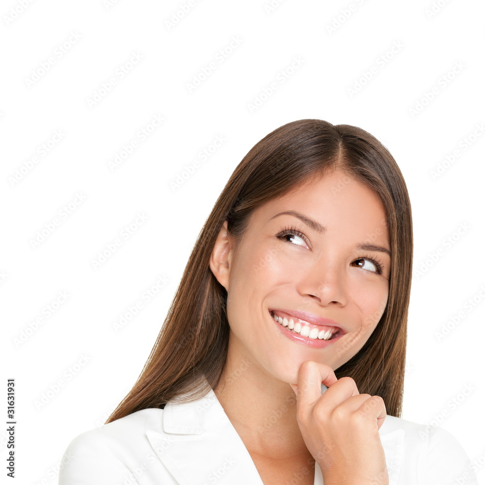 Tthinking woman isolated on white background Tthinking woman isolated on white background