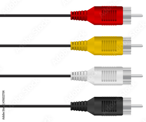 red yellow white and black av plug