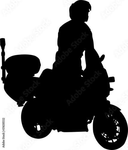 motorcyclist silhouette - vector