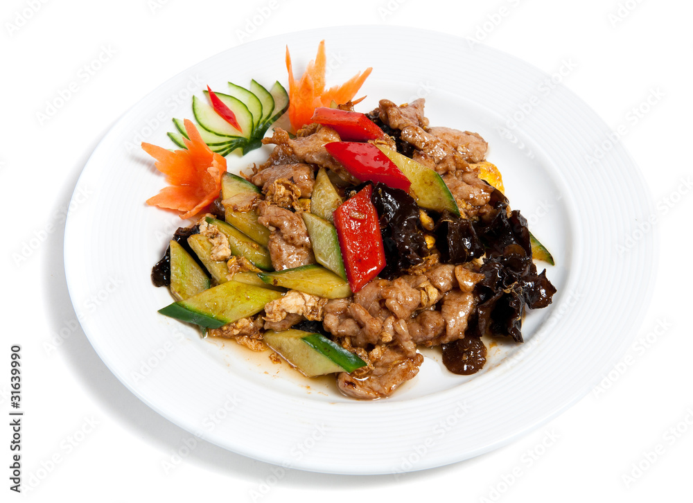 Roasted pork with vegetables on a plate Roasted pork with vegetables on a plate