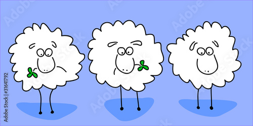 Animated sheep chewing clover leaf