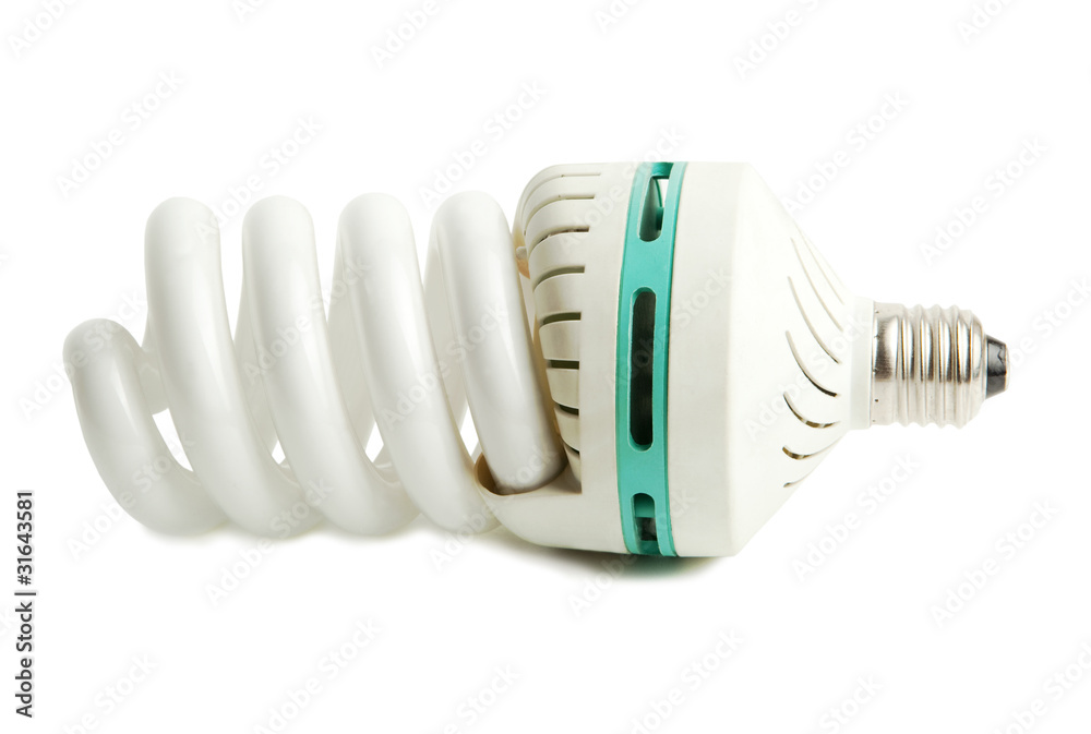 Energy saving fluorescent light bulb on white background Energy saving fluorescent light bulb on white background
