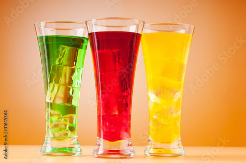 Colourful cocktail in glasses