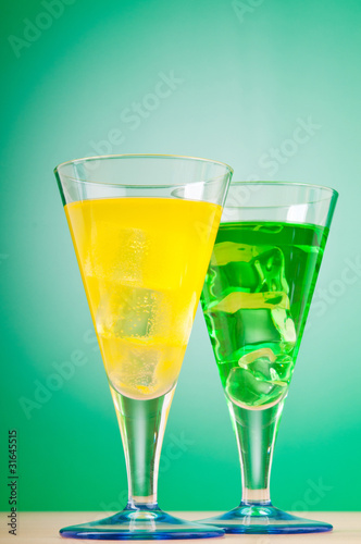 Colourful cocktail in glasses