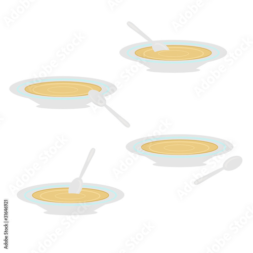 porridge in plates on white background