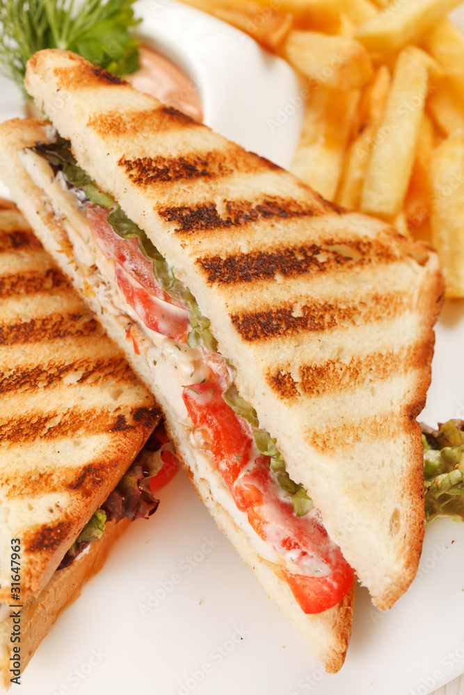 Sandwiches with French fried potatoes Sandwiches with French fried potatoes