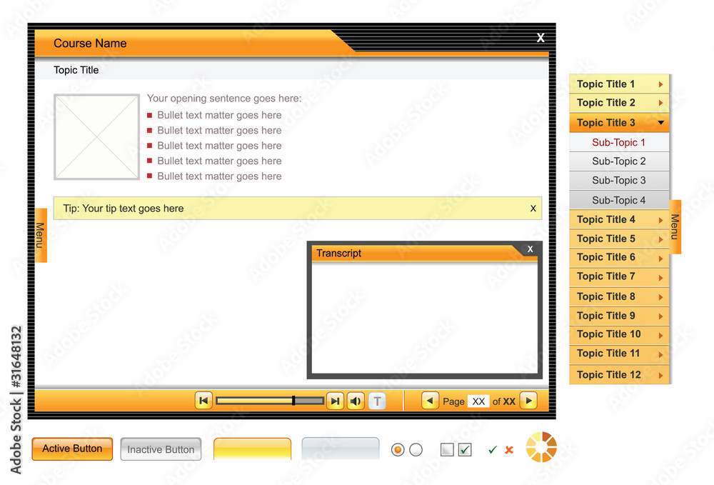 E-learning Interface and Elements