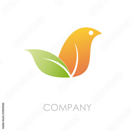 Logo bird on leaf # vector