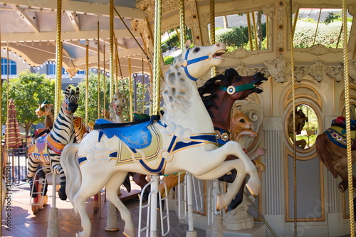 Colorful Horses on a Carousel