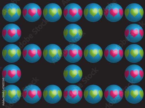 The symmetry grid from spheres with hearts