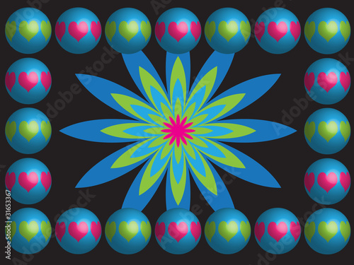 The frame from spheres with spring flower