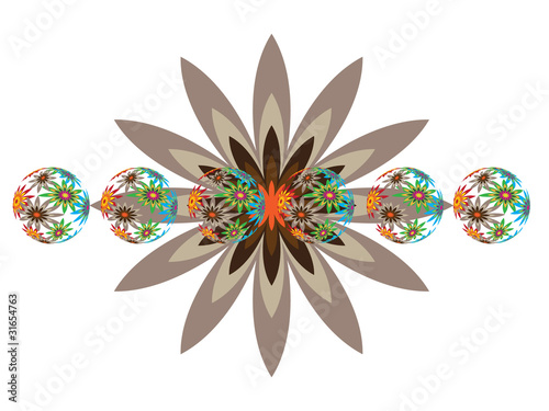 The glass spheres with spring flowers