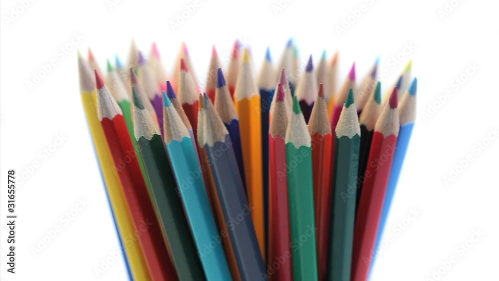 Top of color pencils turning in a pencil holder Top of color pencils turning in a pencil holder