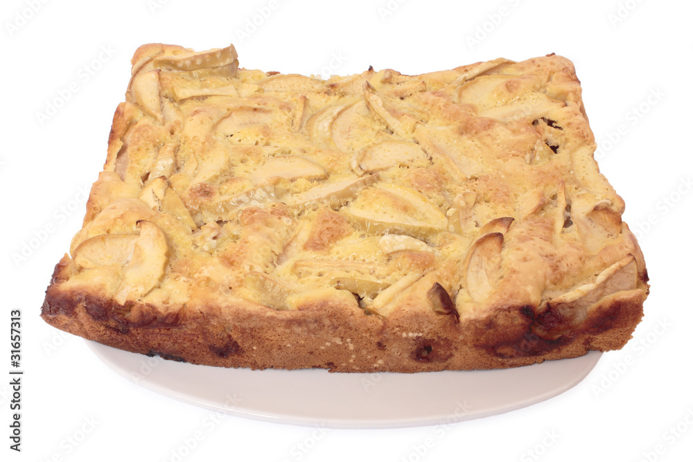 Homemade apple pie. Isolated on white