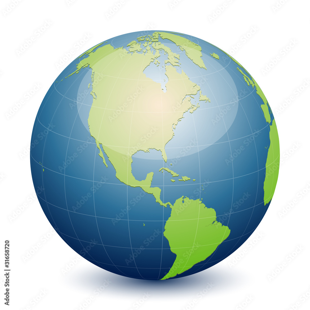 Blue vector globe - america