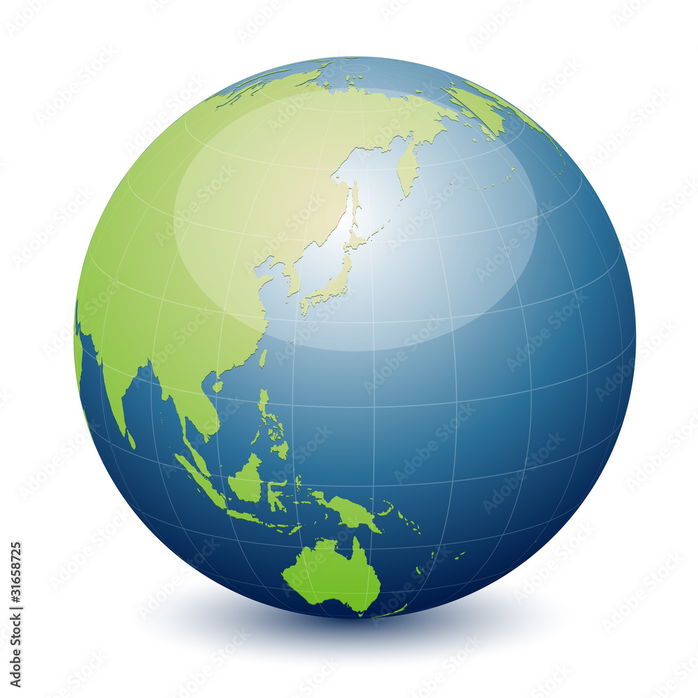 Blue vector globe - asia and australia Blue vector globe - asia and australia