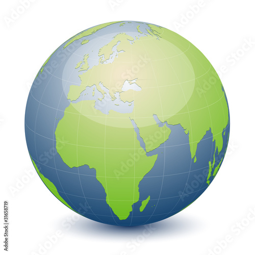Blue vector globe - europe and africa