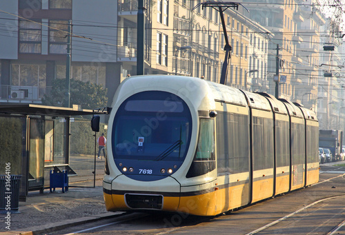 Modern tram in Milan, Italy