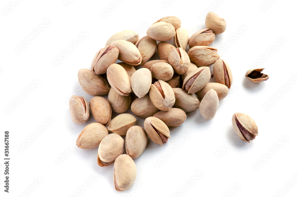 pistachios on white