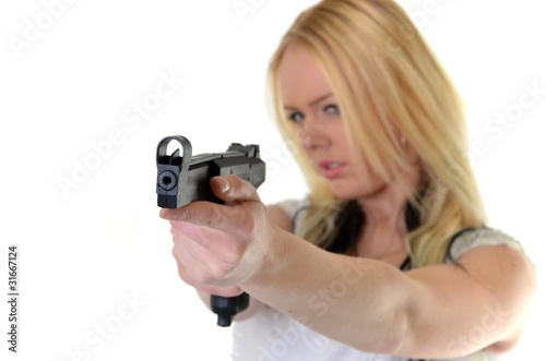 bride holding gun