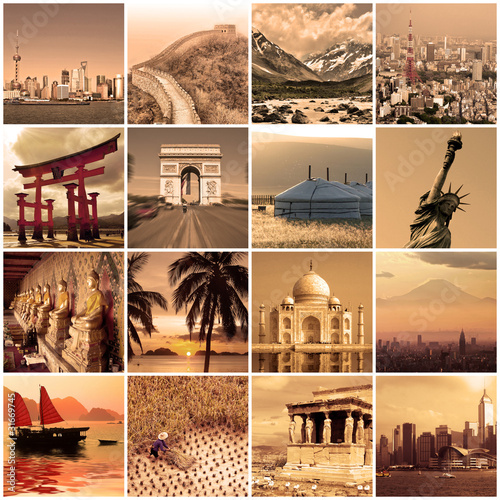 Collage voyage autour du monde photo
