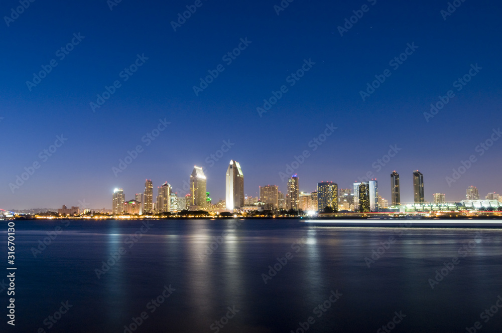 Obraz premium San Diego Skyline at Night