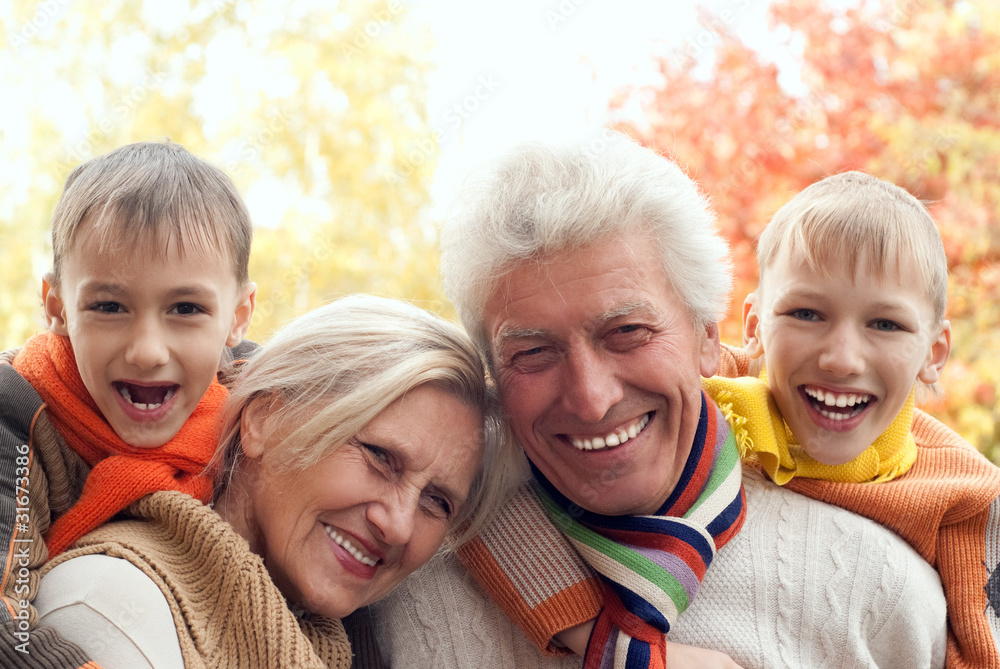 Fototapeta premium family of four in a park