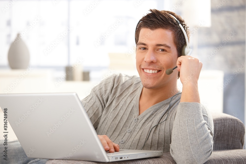 Happy guy with headset