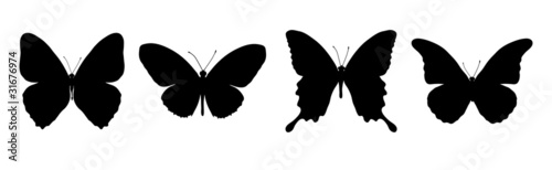 Canvas Print four black butterflies