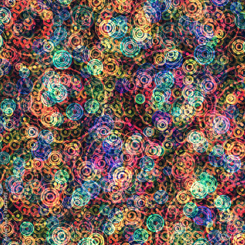 Abstract seamless dark grungy multicolored circle patterns