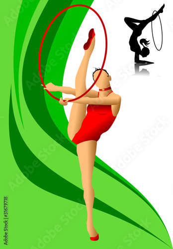 female gymnast in red