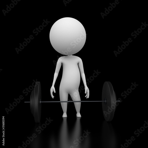 3d rendered illustration of a guy lifting weights