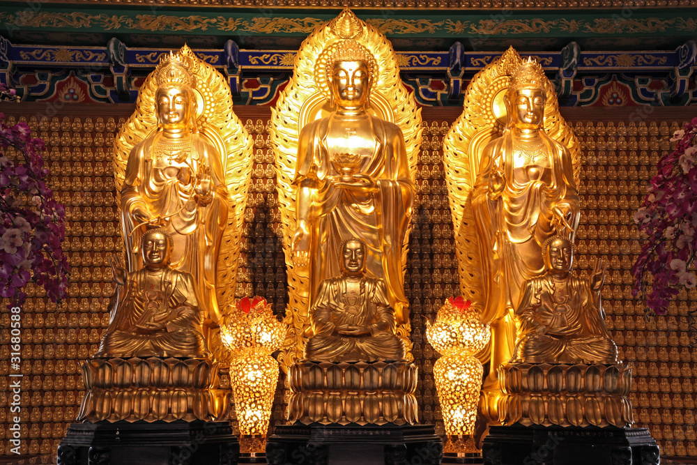 Fototapeta premium Chinese style golden buddha in dragon temple in Thailand
