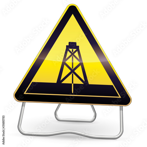 Yellow Drilling Warning Sign (tripod)