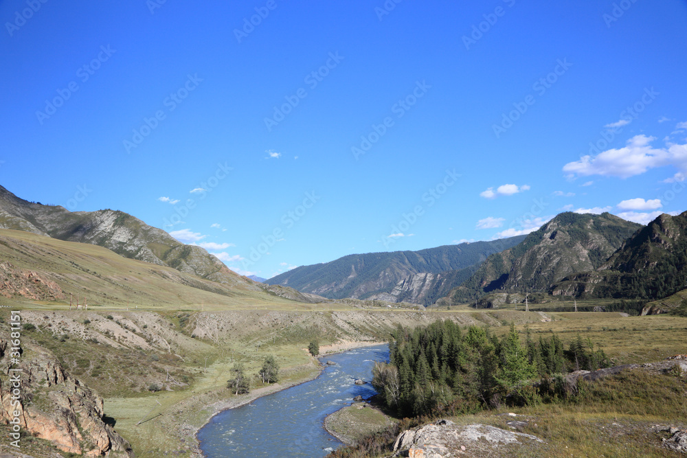 Mountain river Chuya in Russian Altai