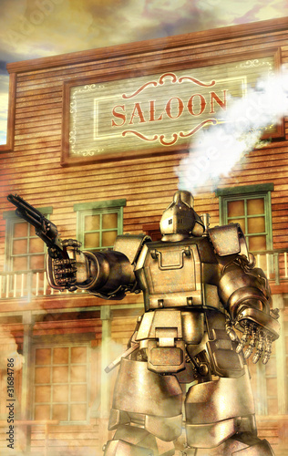 steampunk robot western photo