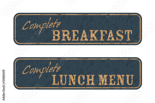 Old retro breakfast and lunch signs, menu offer concept
