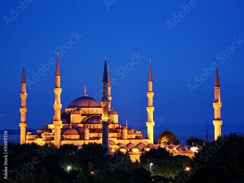 Blue Mosque on night in Istanbul