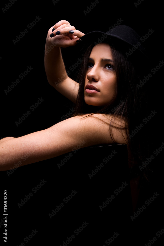 Naklejka premium Young sexy woman with hat