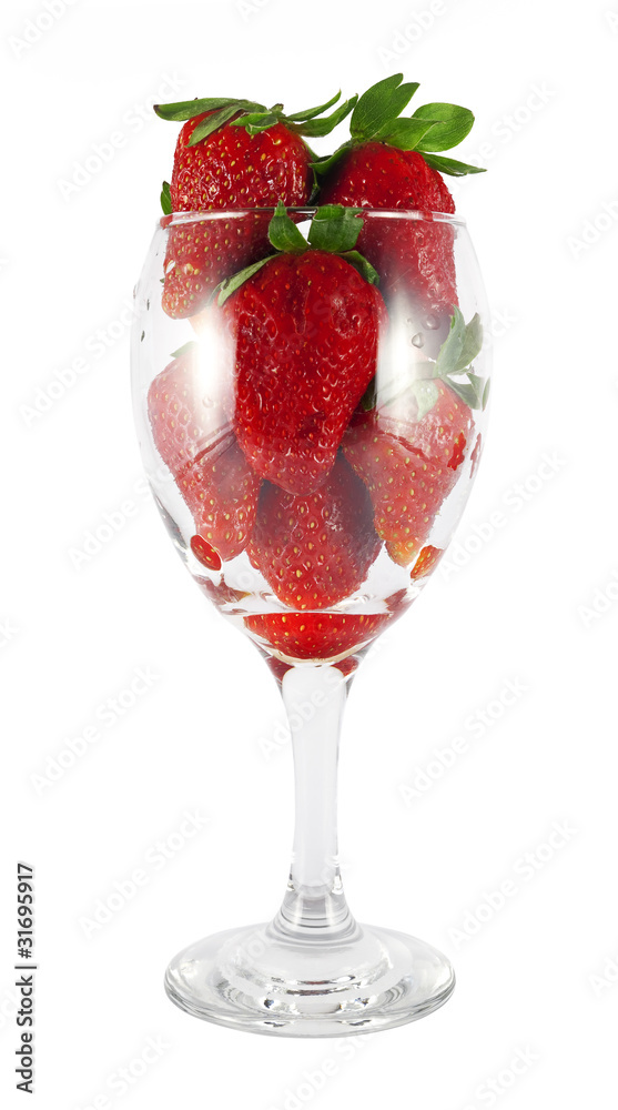 glass cup with strawberries glass cup with strawberries