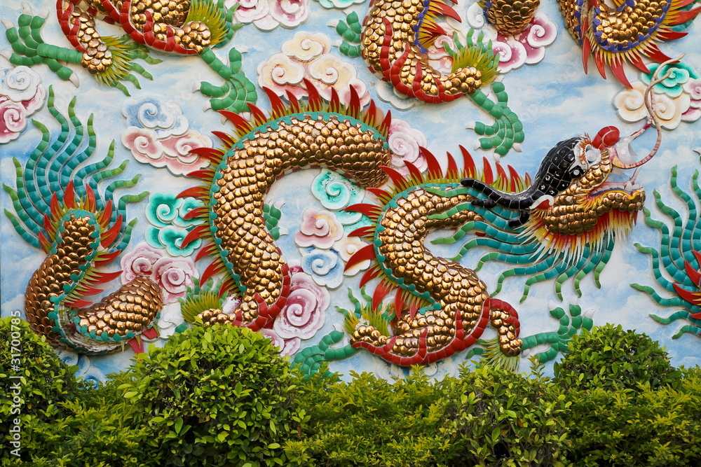 dragon statue at Chinese temple dragon statue at Chinese temple