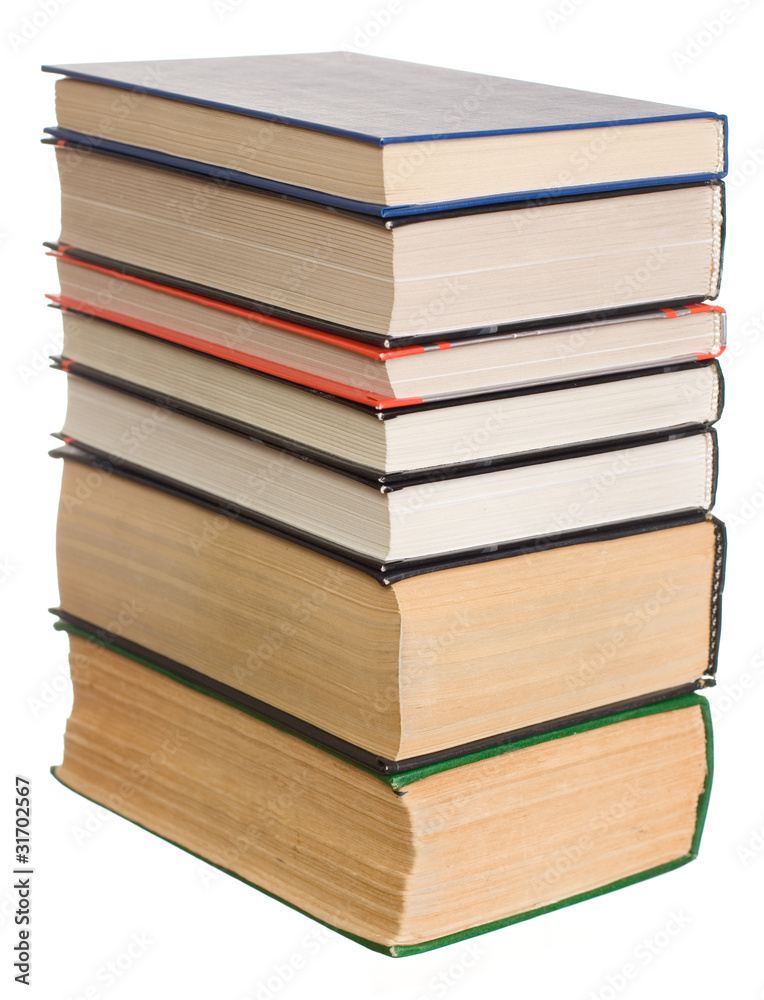 stack of books isolated on the white background