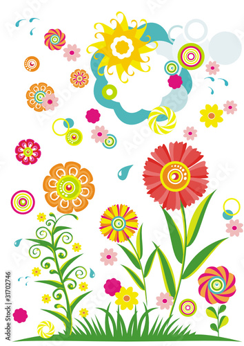 Abstract flower design elements