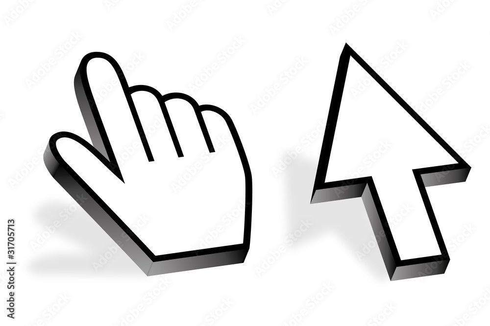 Computermaus Maus Hand Finger Pfeil Zeiger Cursor zeigen Stock Vector |  Adobe Stock