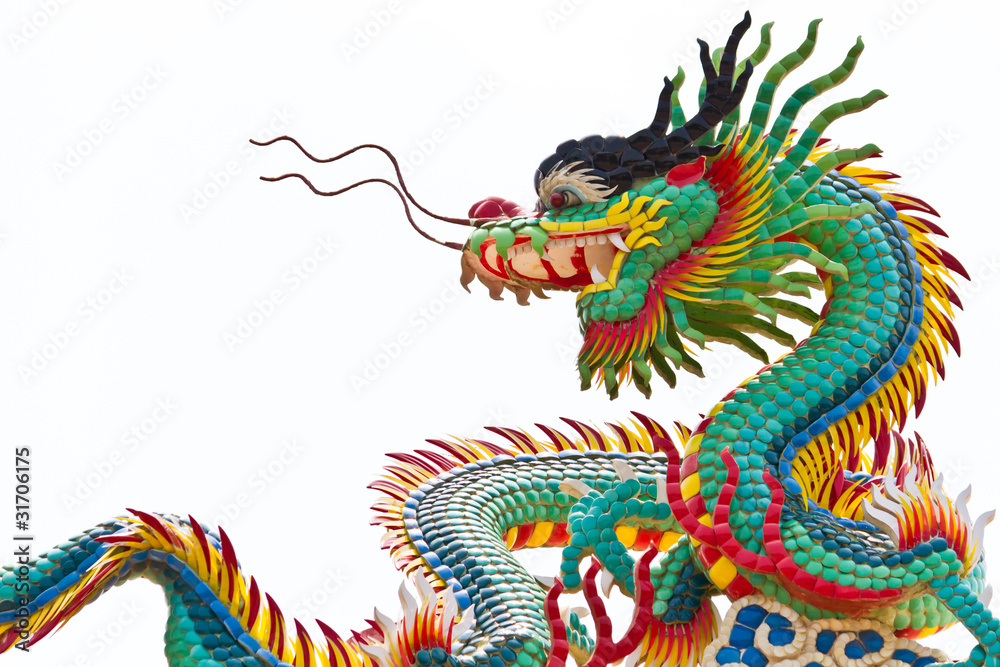 Statue of dragon over white background Statue of dragon over white background