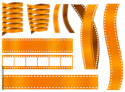 set of orange film isolated on white background