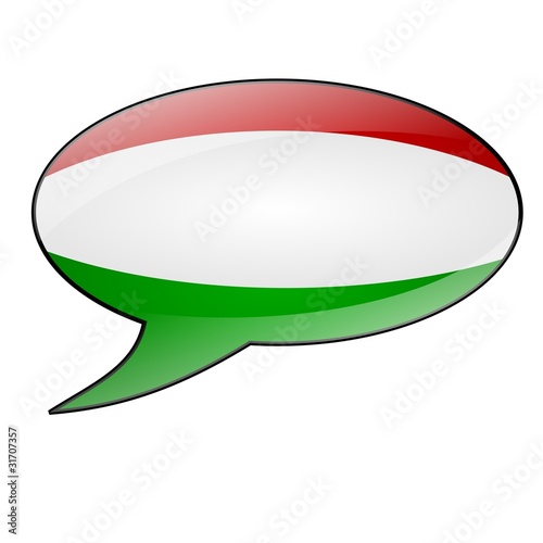 Speech bubble with the flag of Hungary