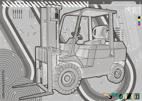Modern technical illustration of a generic forklift.