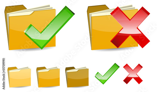 set of right and wrong yellow folder