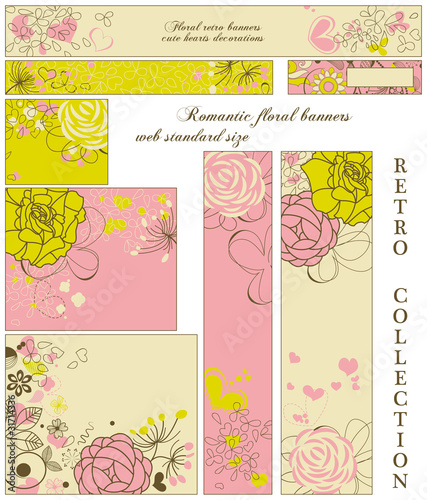 Retro floral banners; standard web size